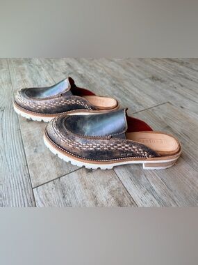 Bed Stu Fuel Leather Rustic Platform Chunky Slip Ons Mule Shoes 8.5
